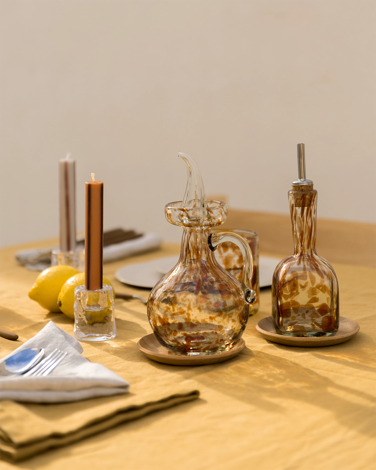 Sineu Essigflasche aus mundgeblasenem Glas