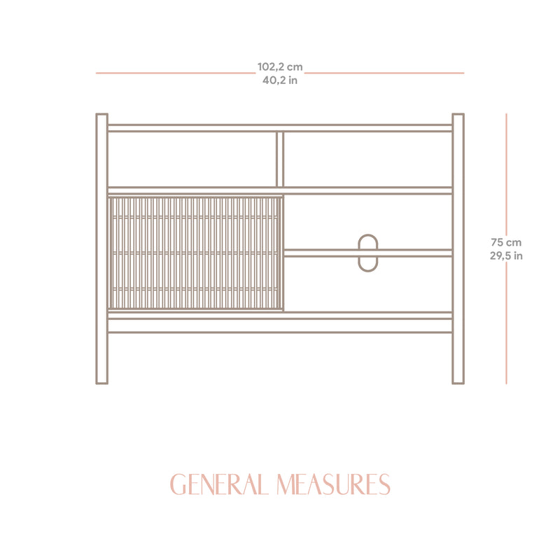 Mesquida buffet en vinyle en bois massif 1 porte 102,2 x 75 cm