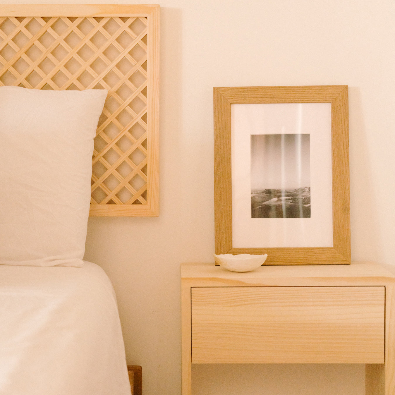 Azahar natural wood headboard with lattice 150 cm, 165 cm and 180 cm
