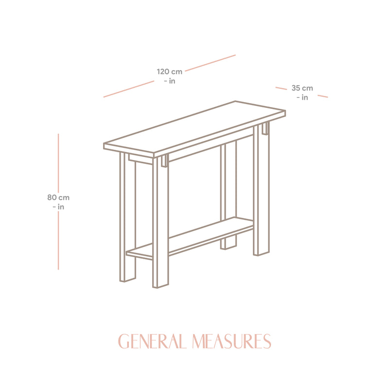 Console Tagomago in solid natural pine 120 x 80 cm