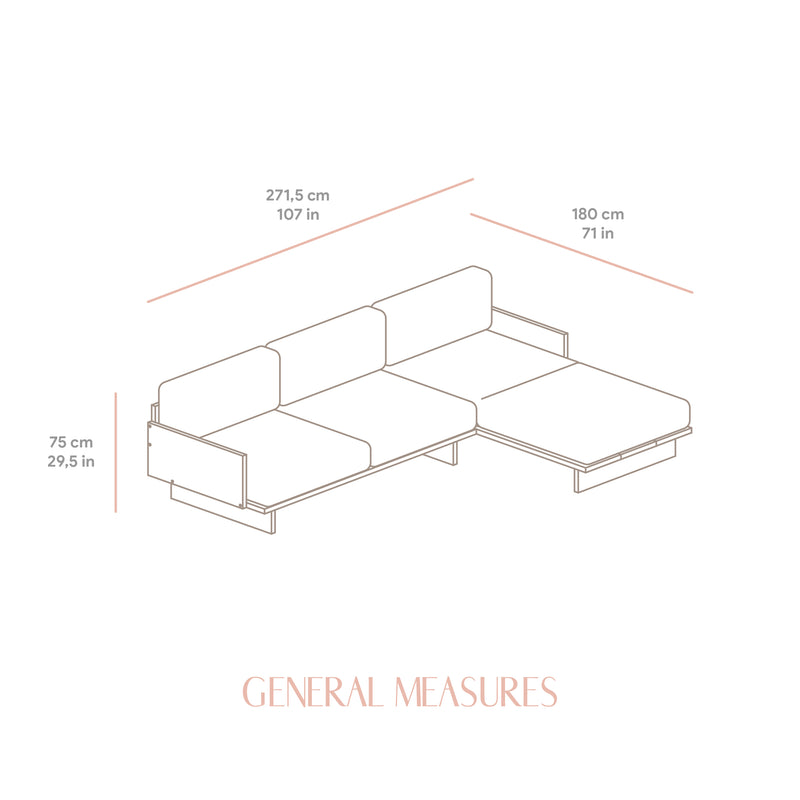 Tramontana 4 seater sofa with chaise longue