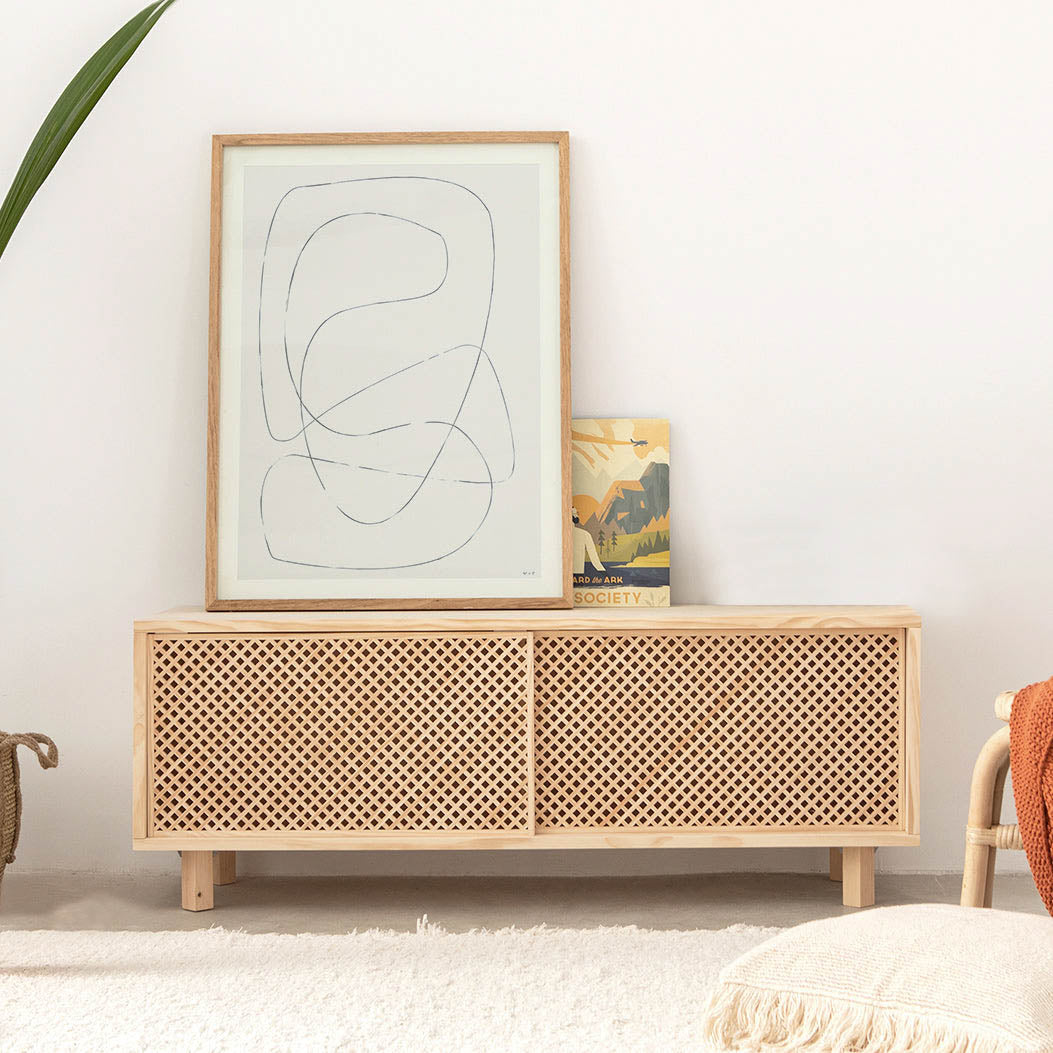 Pola TV-Schrank aus Kiefer mit 1 oder 2 Gittertüren 120 cm