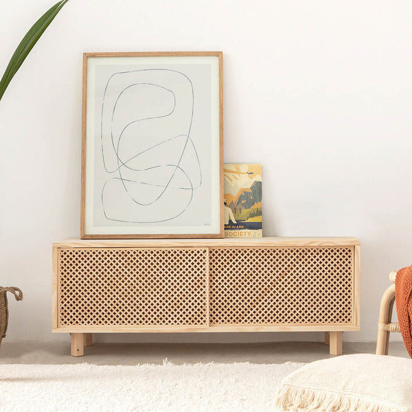 Pola TV-Schrank aus Kiefer mit 1 oder 2 Gittertüren 120 cm