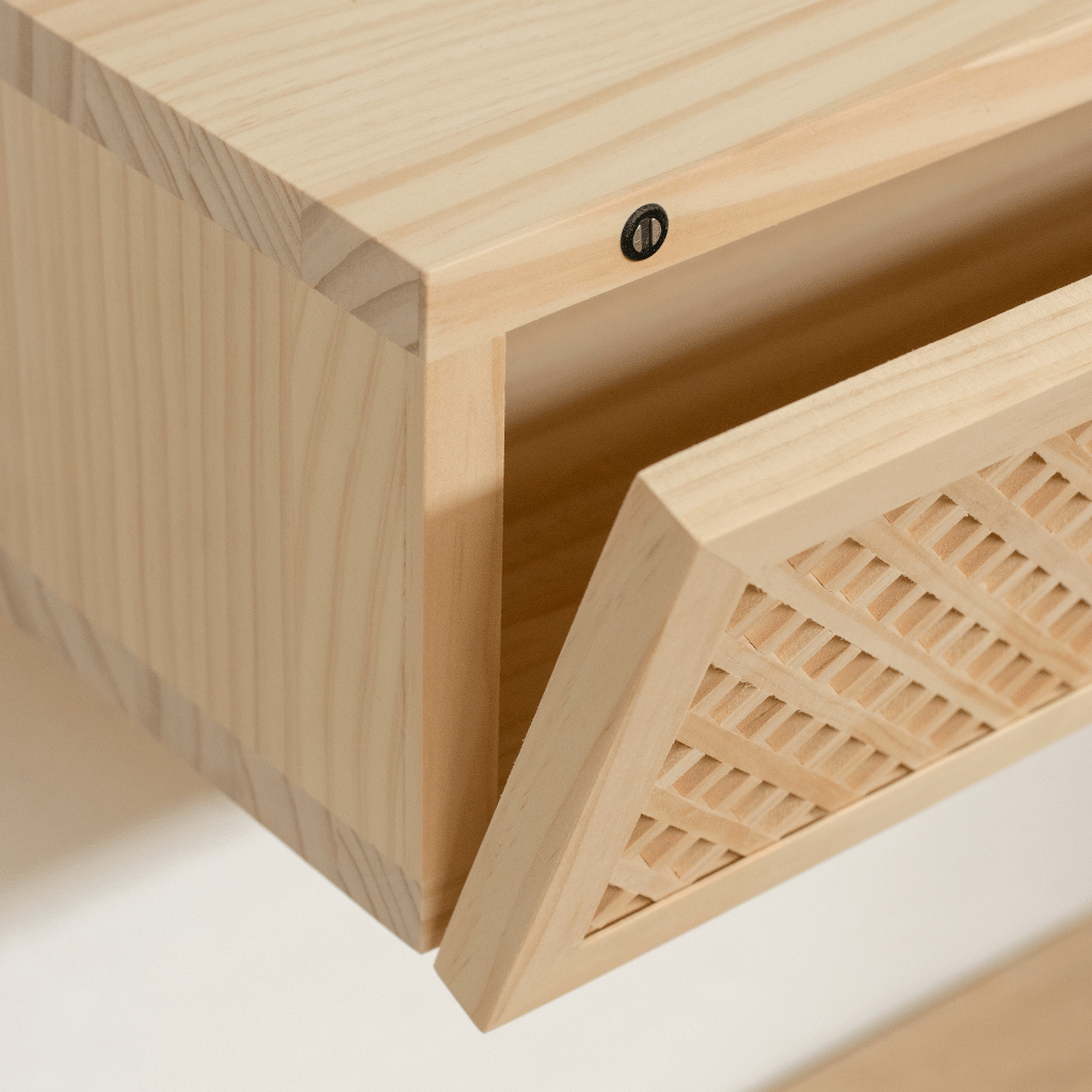 Ifach wooden floating bedside table 45 cm wide