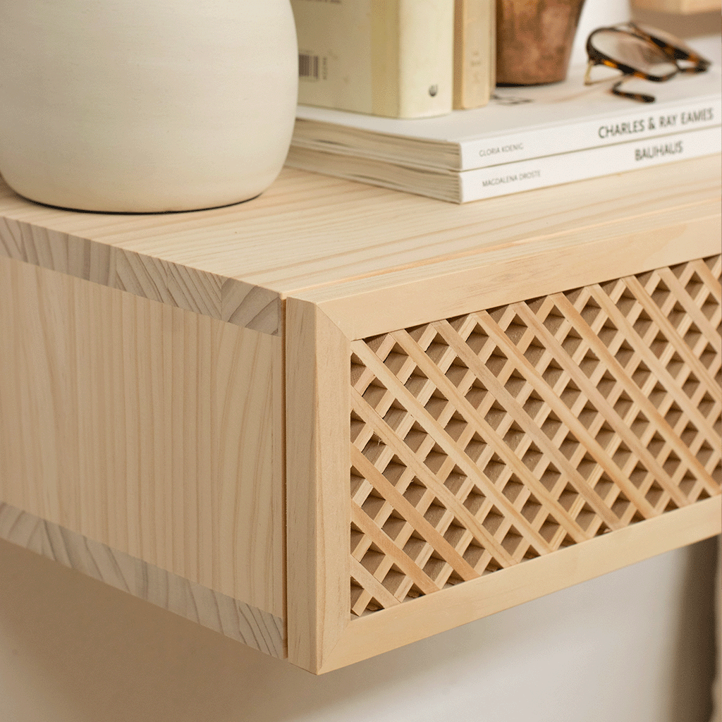 Ifach wooden floating bedside table 45 cm wide