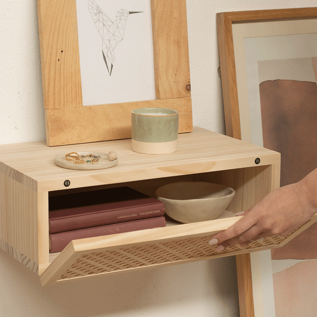 Ifach wooden floating bedside table 45 cm wide
