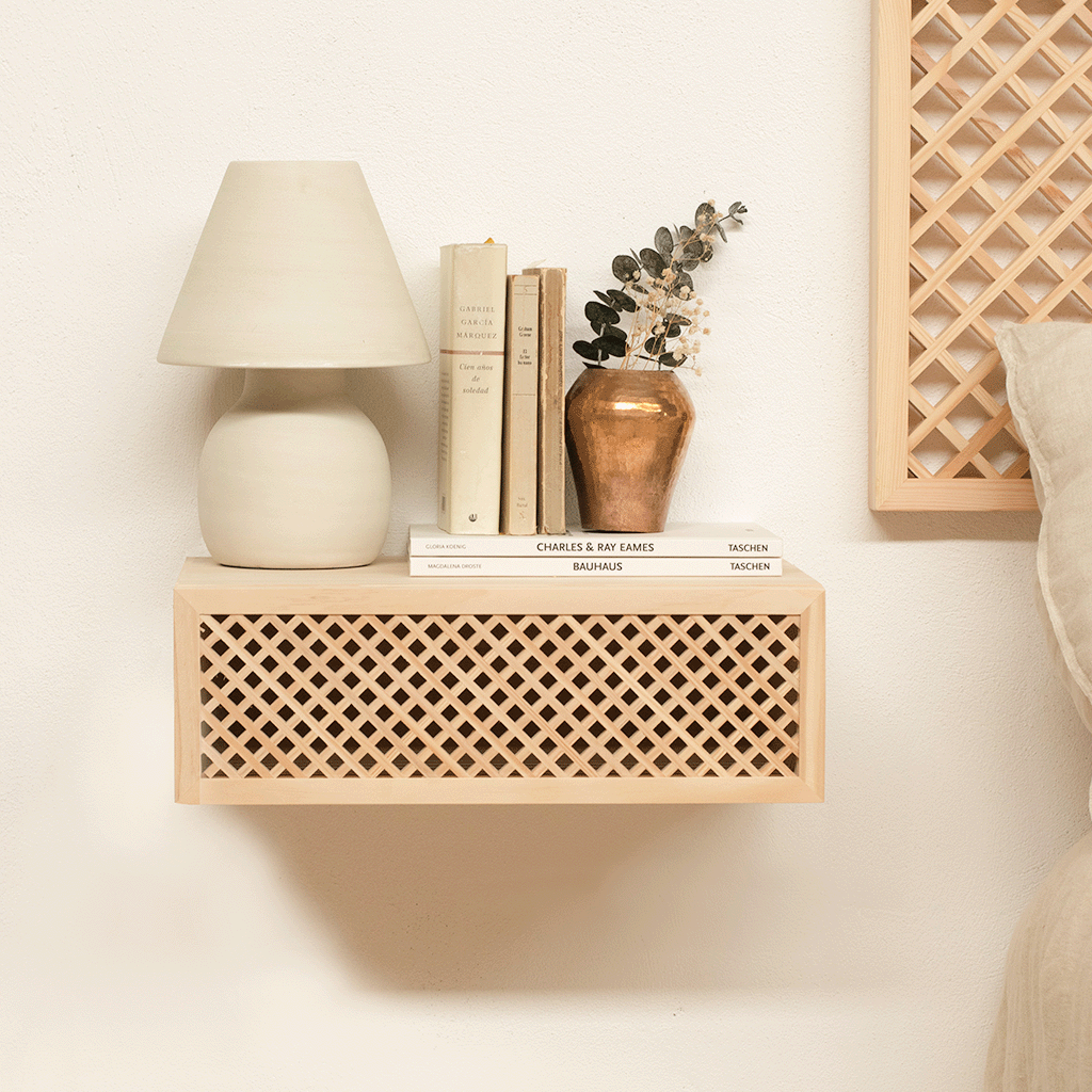 Ifach wooden floating bedside table 45 cm wide