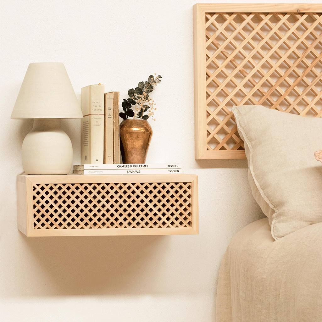 Ifach wooden floating bedside table 45 cm wide