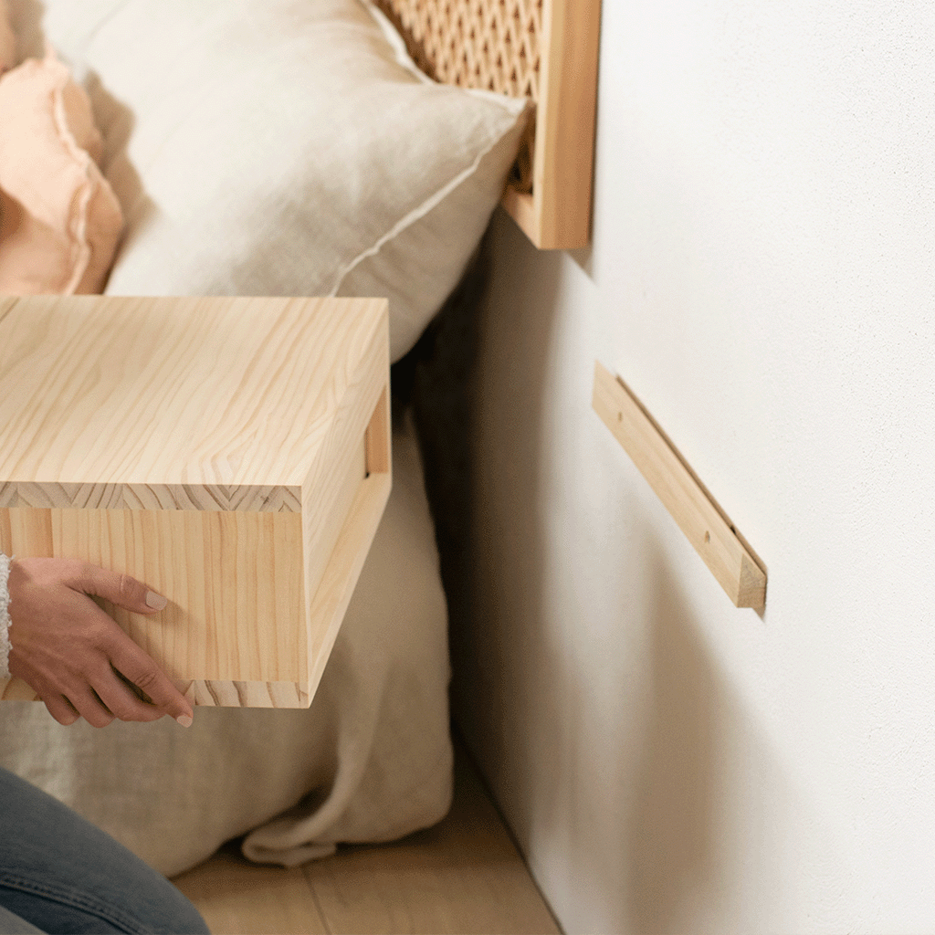 Ifach wooden floating bedside table 45 cm wide