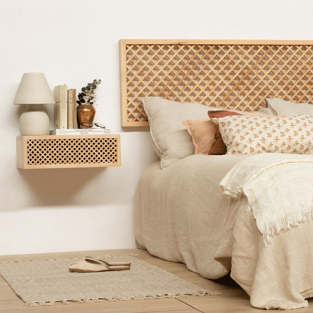 Ifach wooden floating bedside table 45 cm wide