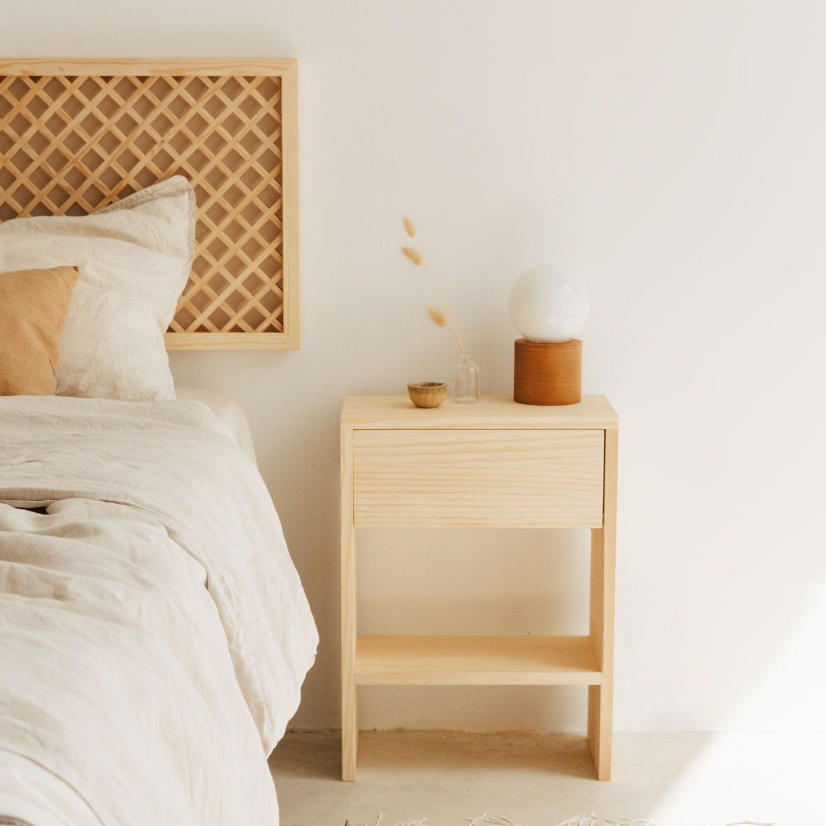Tête de lit en bois naturel Azahar avec treillis 150 cm, 165 cm et 180 cm
