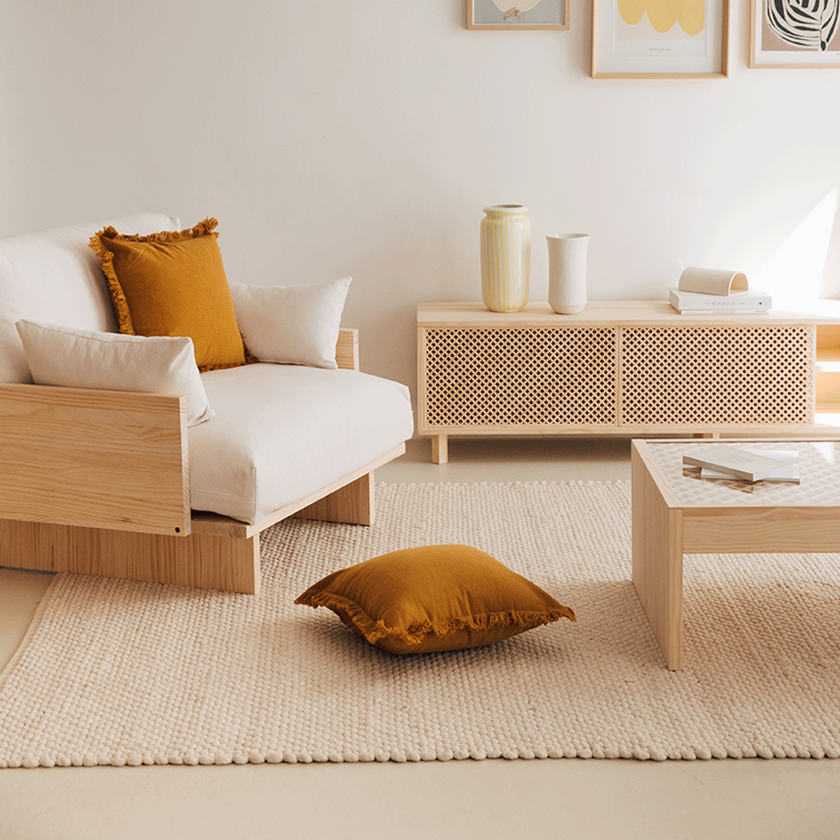 Bora armchair made of pine wood in Mediterranean style 95 cm
