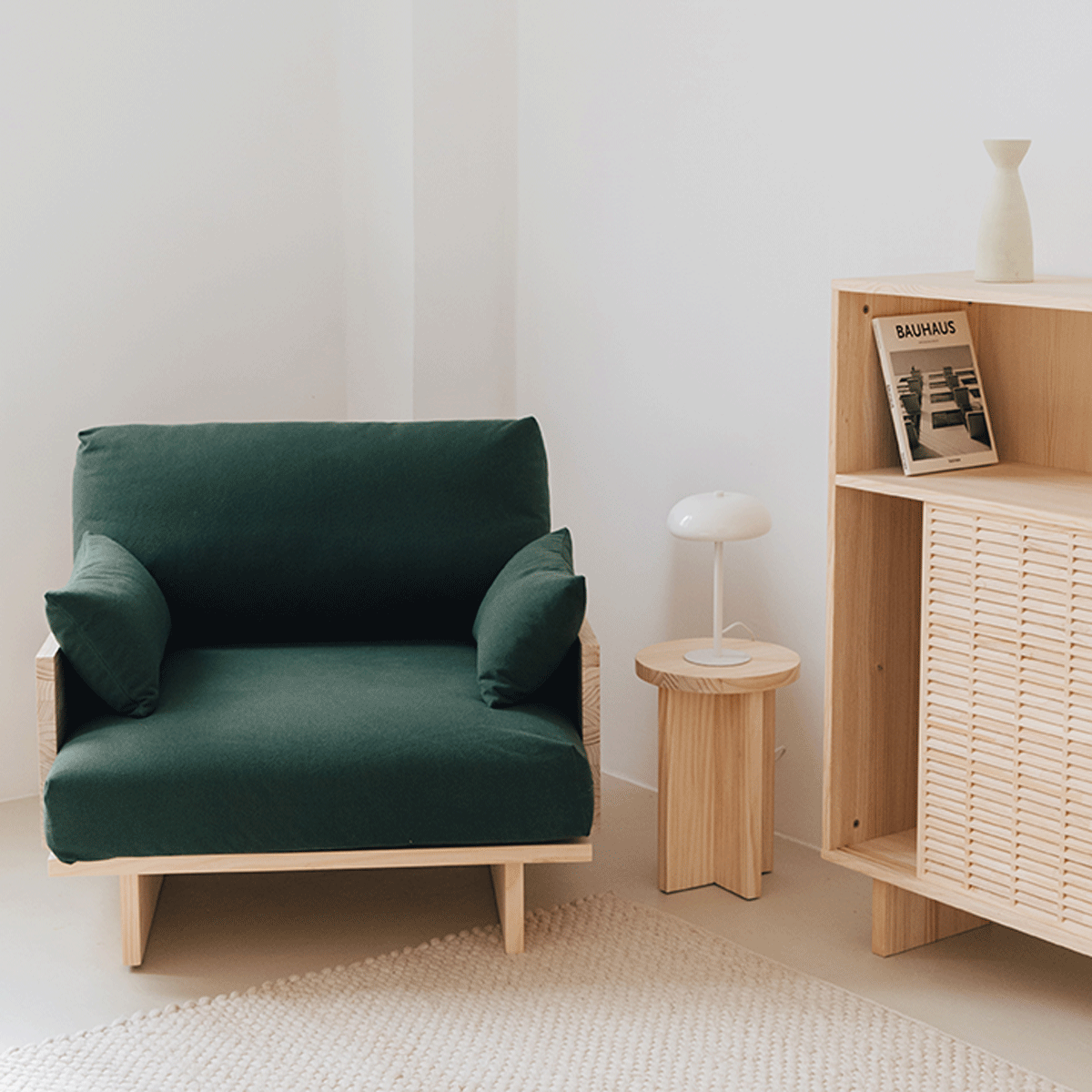Bora armchair made of pine wood in Mediterranean style 95 cm