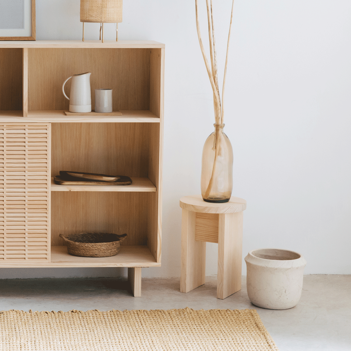 Calpe - Natürlicher Holzhocker 42 cm