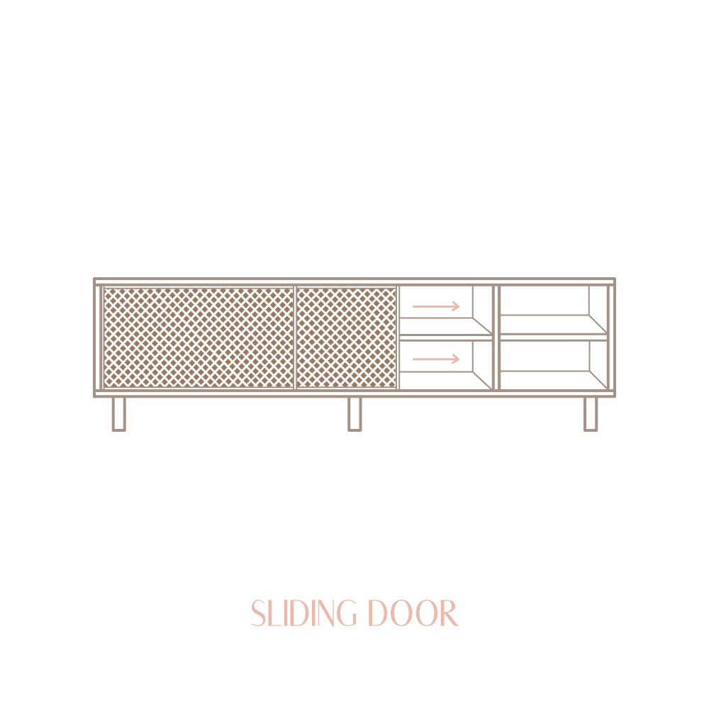 Mora TV stand of pine with 2 lattice doors 150 cm
